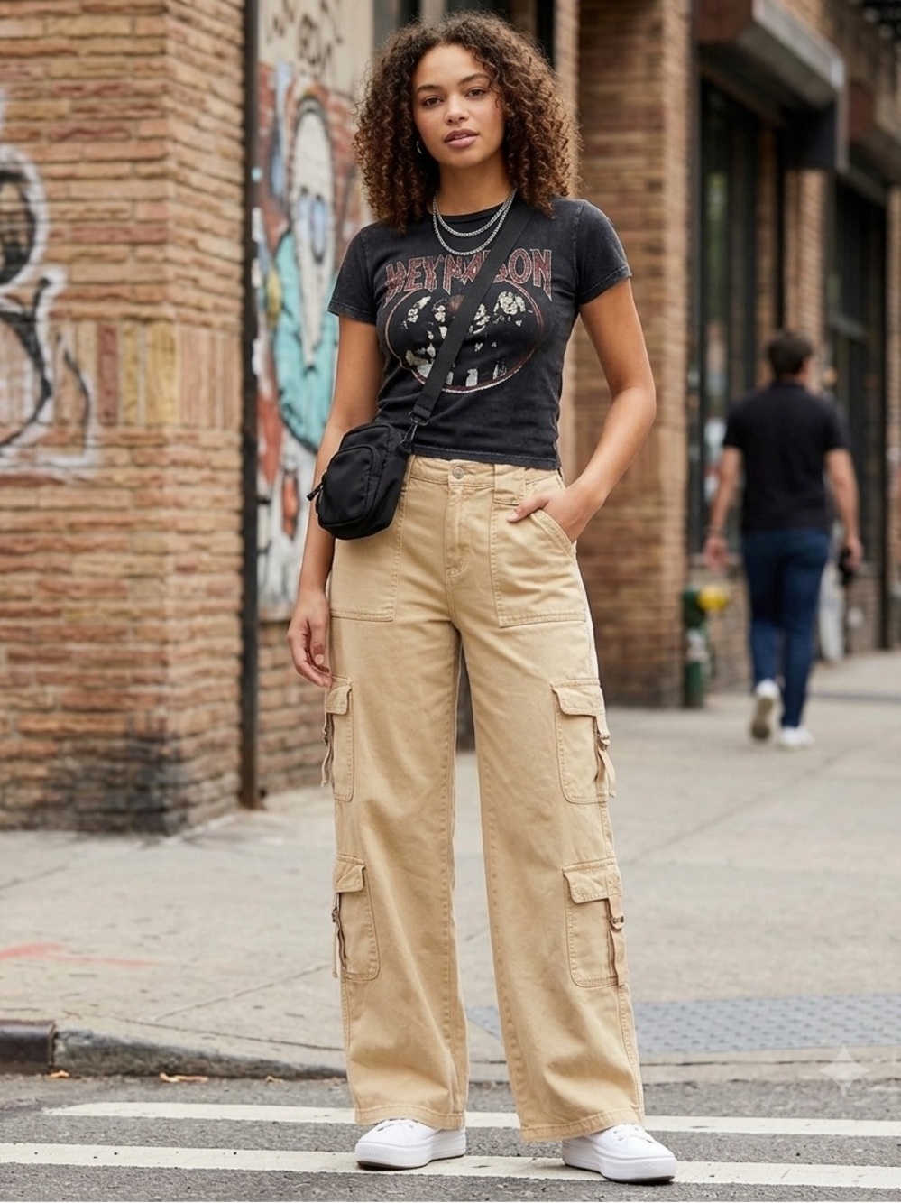 Love, Fire Beige Wide Leg Cargo Pants Women’s Size 1 Junior